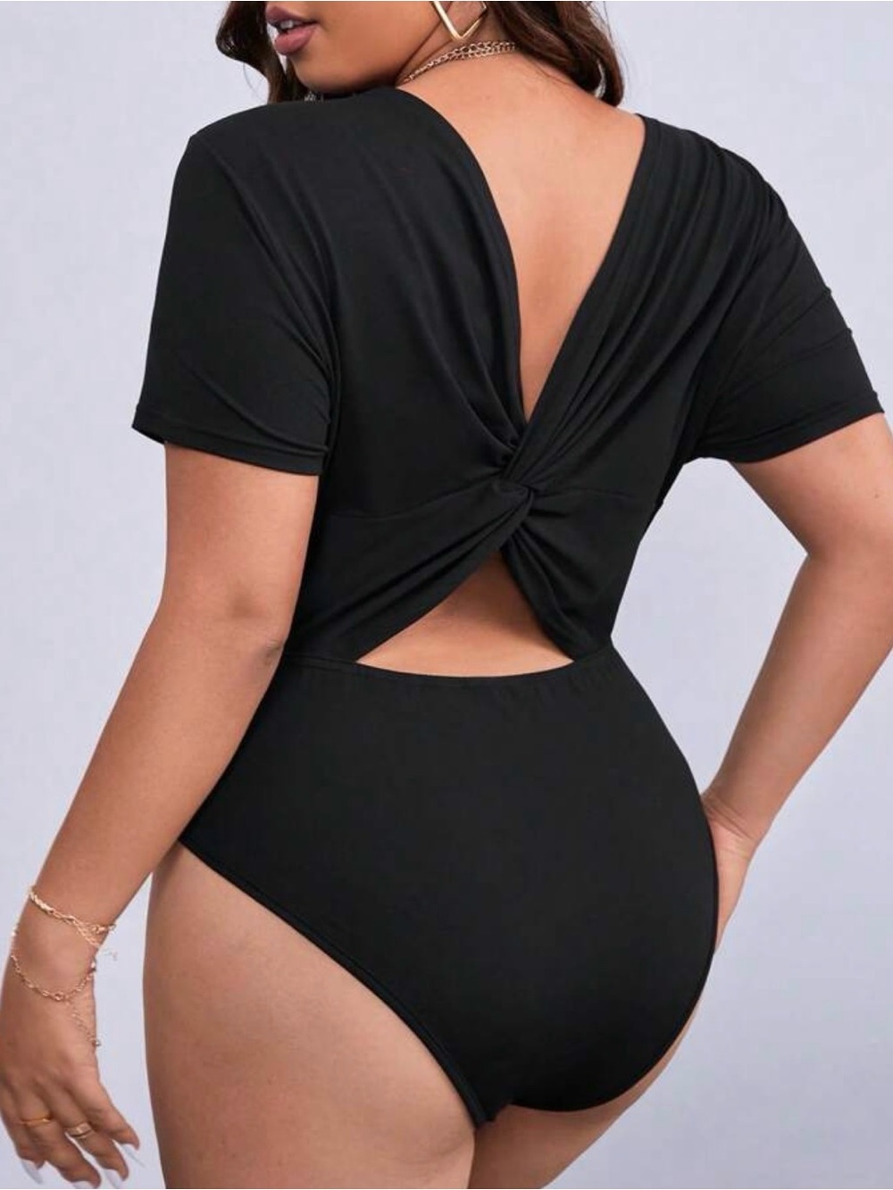 Black Twist-Back Bandeau Bodysuit